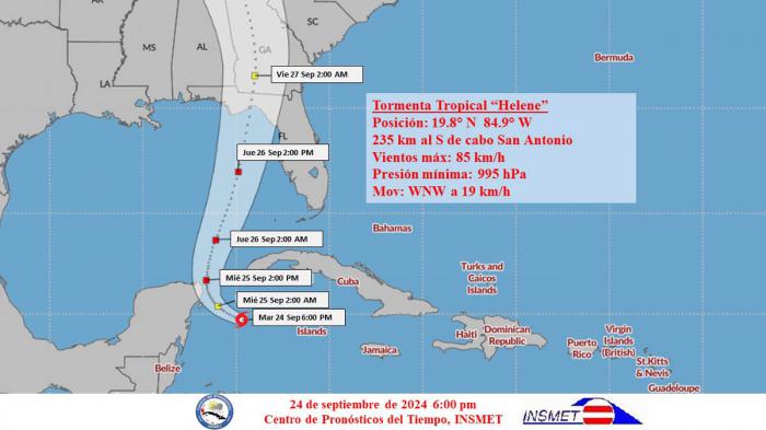 Cono de trayectoria de Tormenta tropical Helene