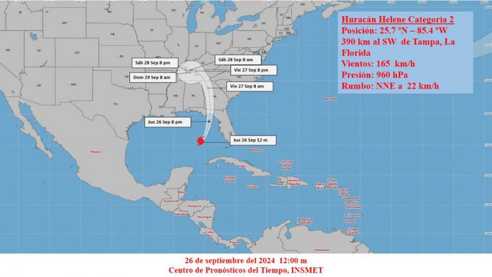 Cono de trayectoria de huracán Helene