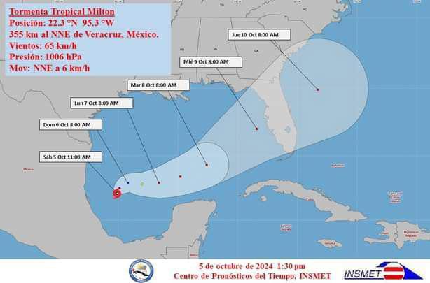 La tormenta tropical Milton se mantiene bajo vigilancia 