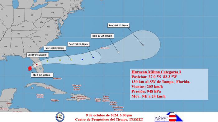 Cono de trayectoria de huracán Milton