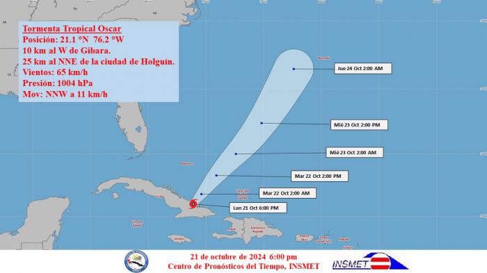 Cono de trayectoria de Tormenta tropical Oscar
