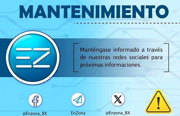 EnZona informa parada técnica para mantenimiento