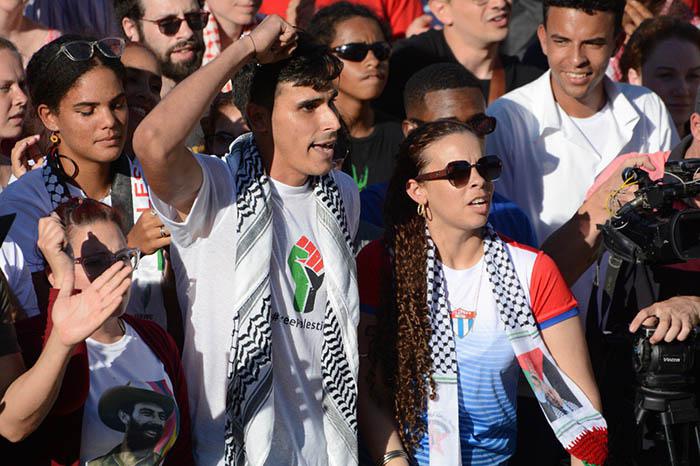 Jóvenes habaneros en solidaridad con Palestina