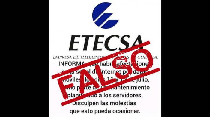 Información falsa sobre Etecsa