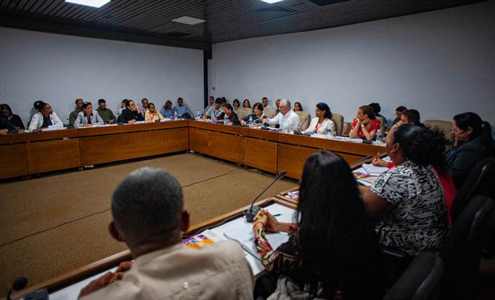 Díaz-Canel en Comisión de la Atención a Juventud, Niñez y Derechos de Igualdad de la Mujer del Parlamento cubano.