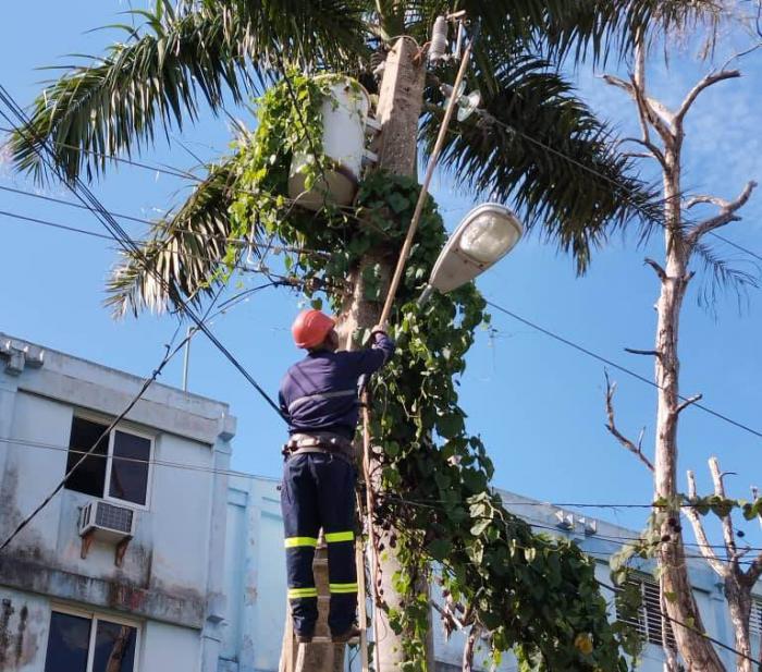Labores en líneas eléctricas en La Habana