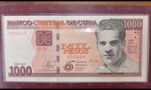 Emisión especial del billete de 1000 pesos cubanos