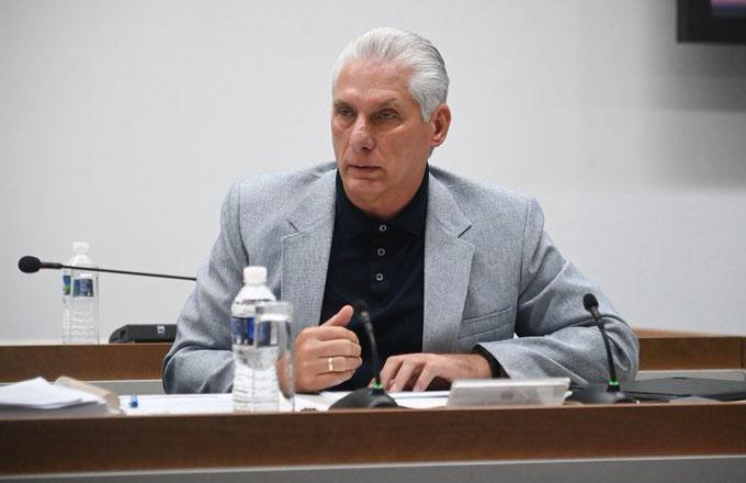 Miguel Díaz-Canel Bermúdez, Primer Secretario del Comité Central del Partido Comunista de Cuba (PCC) y Presidente de la República, en el XI Pleno del Partido.
