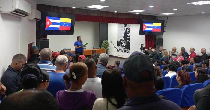 Repudio a agresión en Venezuela en Empresa Eléctrica de La Habana y homenaje a los cubanos caídos durante ataque de Estados Unidos y captura del presidente Nicolás Maduro