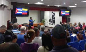 Repudio a agresión en Venezuela en Empresa Eléctrica de La Habana y homenaje a los cubanos caídos durante ataque de Estados Unidos y captura del presidente Nicolás Maduro