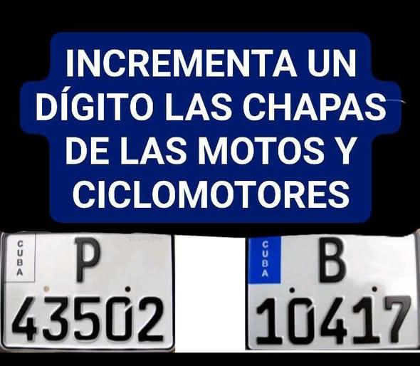 Incremento de un dígito a las chapas de las motos y ciclomotores