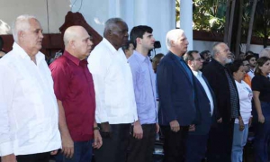 Asiste Díaz-Canel a acto de bienvenida del convoy Nuestra América