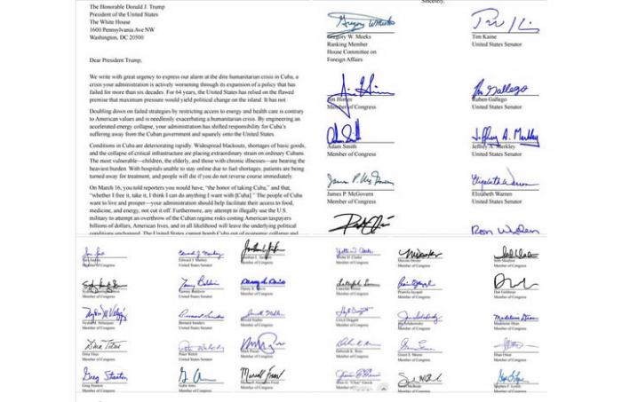 Piden 50 congresistas de EE.UU. fin del bloqueo contra Cuba