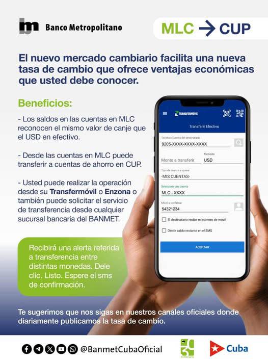 Transferencias desde cuentas en MLC a CUP