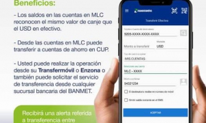 Transferencias desde cuentas en MLC a CUP