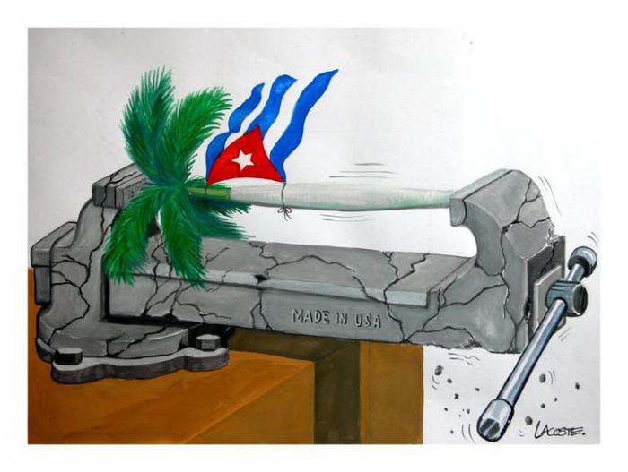 Ilustración sobre las medidas de Estados Unidos contra Cuba