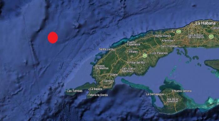 Sismo al noroeste de Mantua, Pinar del Río, el 8 de junio de 2026. Imagen: Cenais.