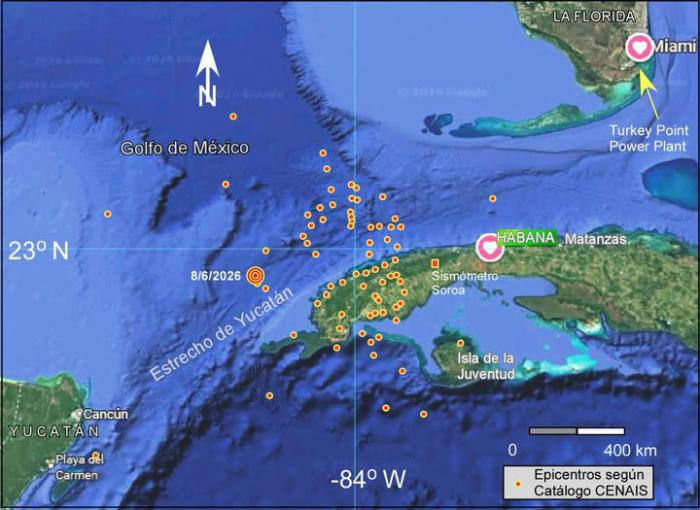  Mapa sobre el singular terremoto al occidente de Cuba
